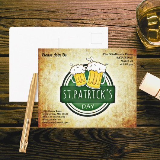 St Patricks Day Party Irish Brew Briefkaart Invite