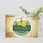 St Patrick's Day Party Irish Brew Retro Parchment Kaart (Staand voorkant)