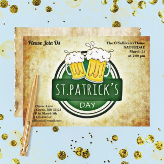 St Patrick's Day Party Irish Brew Retro Parchment Kaart