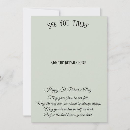 St. Patrick's Day Party Irish Green Funny Kaart (Achterkant)