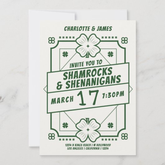 St Patricks Day Party Irish Shamrocks Shenanigans Kaart (Voorkant)