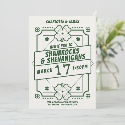 St Patricks Day Party Irish Shamrocks Shenanigans Kaart (Staand voorkant)