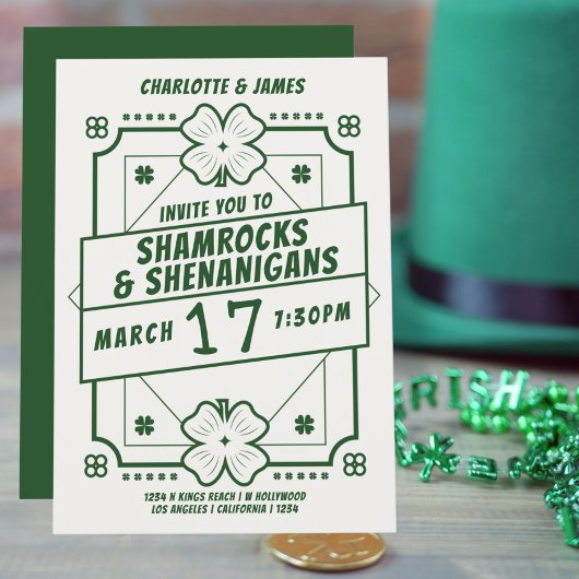 St Patricks Day Party Irish Shamrocks Shenanigans Kaart