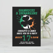 St Patricks Day Party Irish Shamrocks Shenanigans Kaart (Staand voorkant)