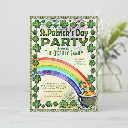 St. Patrick's Day Party Kaart (Staand voorkant)
