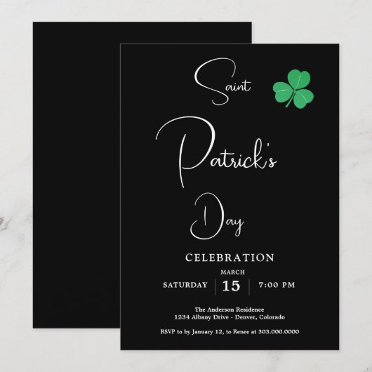 St Patricks Day Party Kaart (Voorkant / Achterkant)