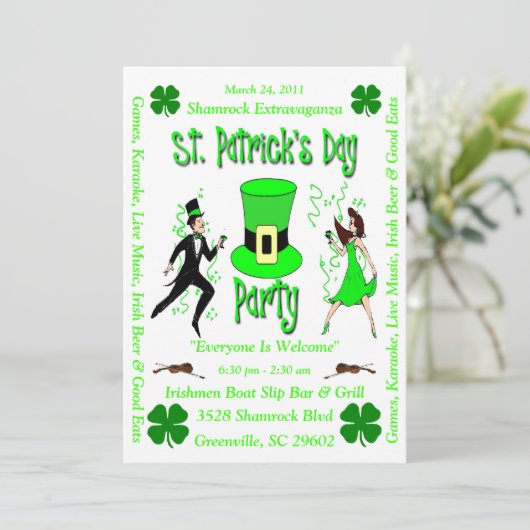 St. Patrick's Day Party Kaart (Staand voorkant)