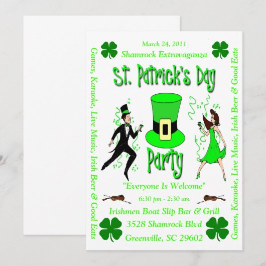 St. Patrick's Day Party Kaart (Voorkant / Achterkant)