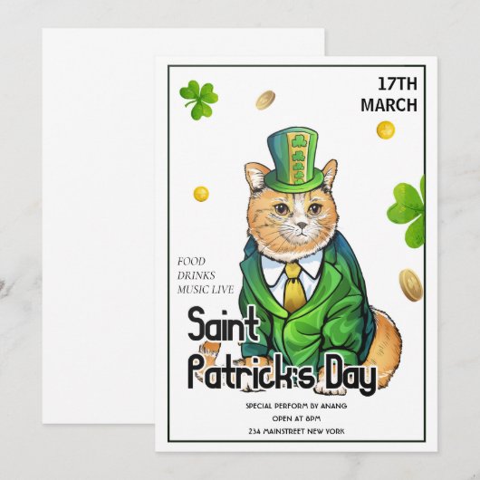 St Patrick's Day Party Kaart (Voorkant / Achterkant)