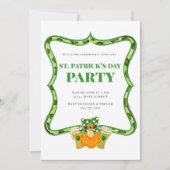 St Patrick's Day Party Leprechaun Beers Shamrocks Kaart (Voorkant)