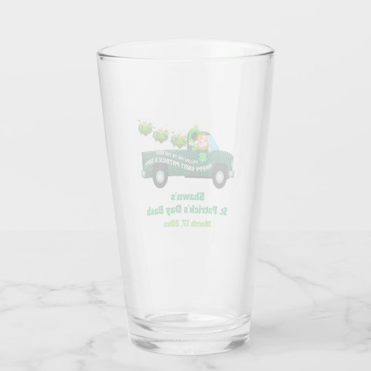 St Patricks Day Party Leprechaun Funny Beer Pint Glas (Achterkant)