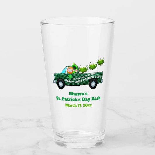 St Patricks Day Party Leprechaun Funny Beer Pint Glas (Voorkant)