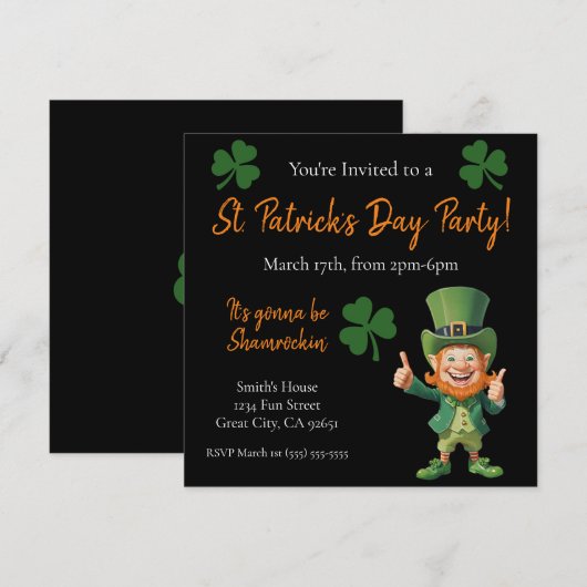 St Patrick's Day Party-Leprechaun Kaart (Voorkant / Achterkant)