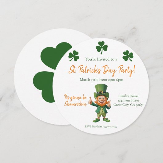 St Patrick's Day Party-Leprechaun Kaart (Voorkant / Achterkant)
