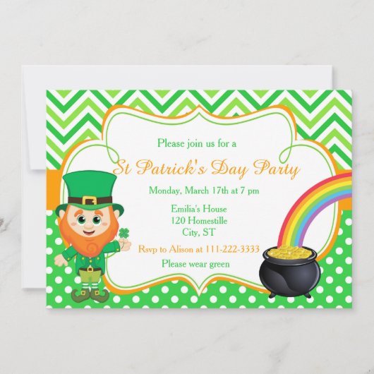 St Patrick's Day Party Leprechaun Kaart (Voorkant)