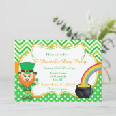 St Patrick's Day Party Leprechaun Kaart (Staand voorkant)