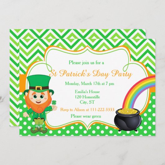 St Patrick's Day Party Leprechaun Kaart (Voorkant / Achterkant)