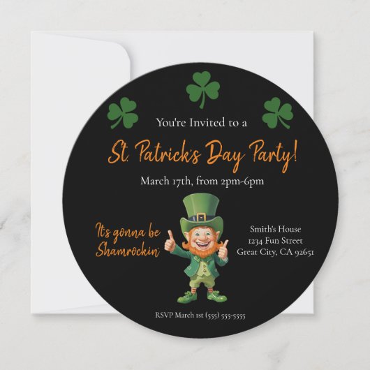 St Patrick's Day Party-Leprechaun- Kaart (Voorkant)