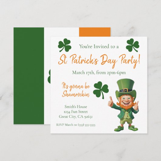 St Patrick's Day Party-Leprechaun Kaart (Voorkant / Achterkant)