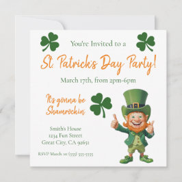St Patrick's Day Party-Leprechaun Kaart