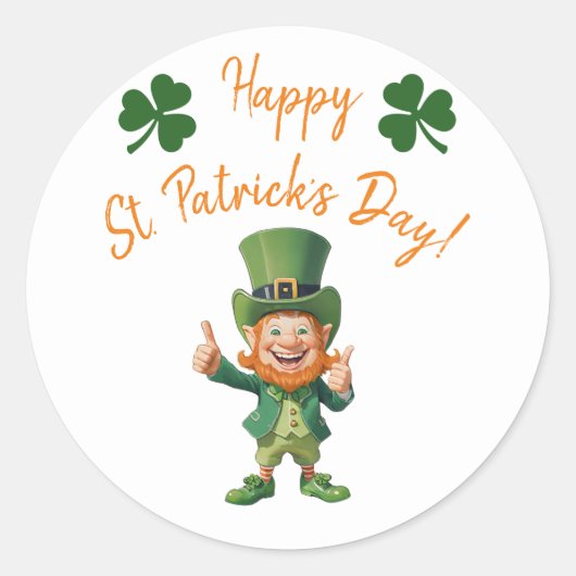 St Patrick's Day Party-Leprechaun Ronde Sticker (Voorkant)