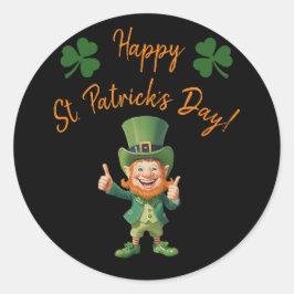 St Patrick's Day Party-Leprechaun Ronde Sticker
