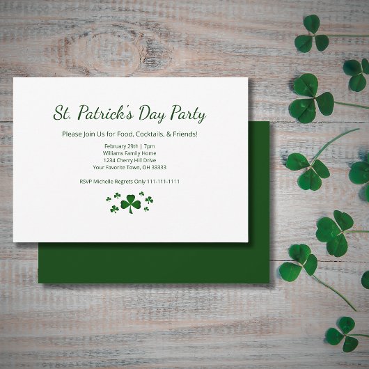 St. Patrick's Day Party Lucky Green Shamrocks Kaart