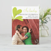 St Patricks Day Party Lucky Shamrocks Green Photo Kaart (Staand voorkant)