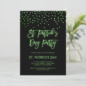 St Patricks Day Party | Modern Green en Black Kaart (Staand voorkant)