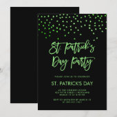 St Patricks Day Party | Modern Green en Black Kaart (Voorkant / Achterkant)