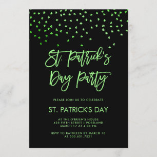 St Patricks Day Party   Modern Green en Black Kaart