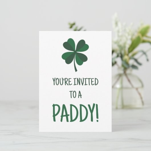 St. Patrick's Day Party Paddy Invitation (Staand voorkant)