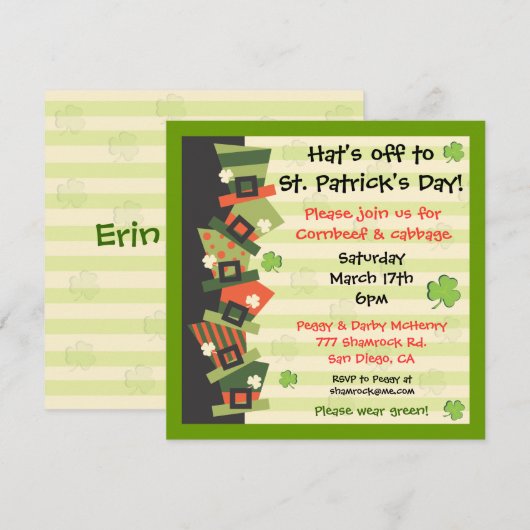 St. Patrick's Day Party Pet Invitation Kaart (Voorkant / Achterkant)