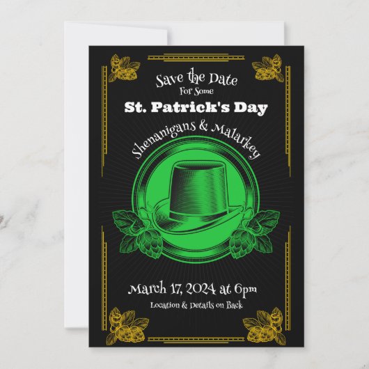 St. Patrick's Day Party Save the Date Uitnodiging (Voorkant)