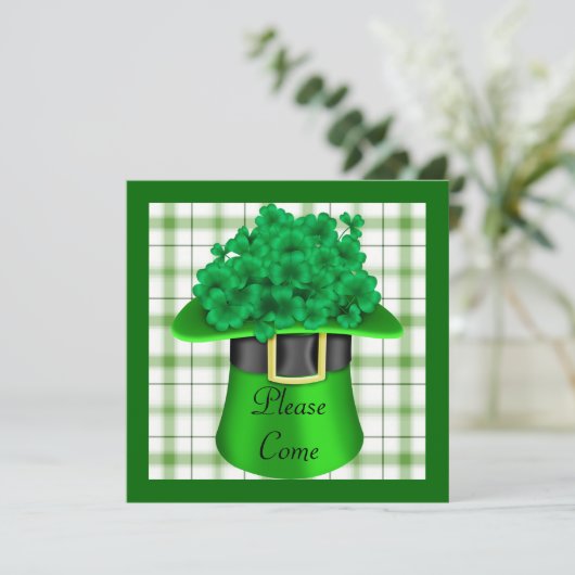 St. Patricks Day Party Shamarock Invitations Kaart (Staand voorkant)