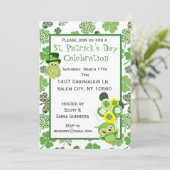 St. Patricks Day Party Shamrock Green Owl Kaart (Staand voorkant)