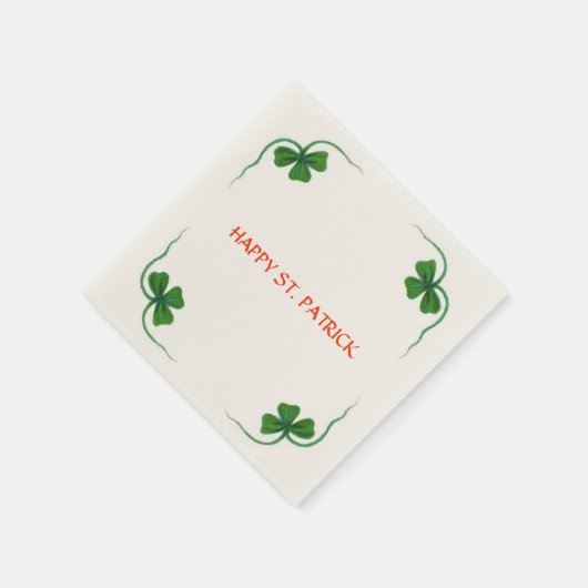 ST PATRICK'S DAY PARTY shamrock white Servetten (Hoek)