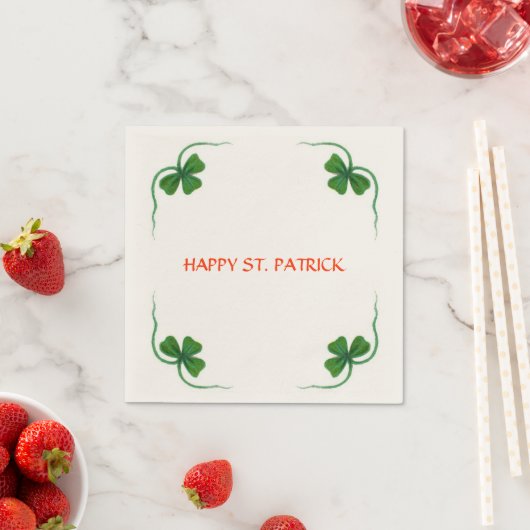 ST PATRICK'S DAY PARTY shamrock white Servetten (Insitu)