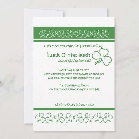 St. Patrick's Day Party Shamrocks Kaart (Voorkant)