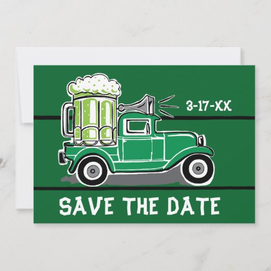 St Patrick's Day Party  Truck Save the Date (Voorkant)
