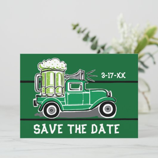 St Patrick's Day Party  Truck Save the Date (Staand voorkant)