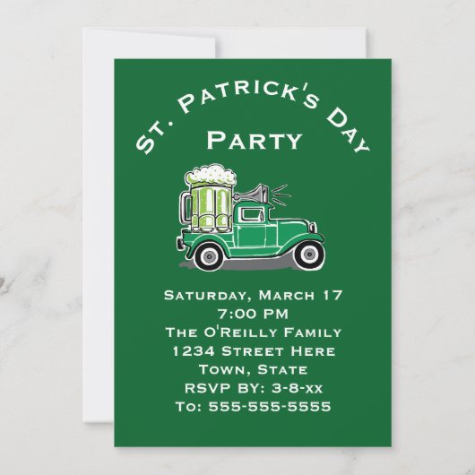 St Patrick's Day Party  Truck Save the Date (Achterkant)