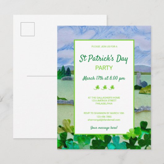 St Patrick's Day Party Uitnodiging Briefkaart (Voorkant / Achterkant)