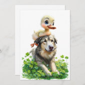 St. Patrick's Day Party Uitnodiging: Duckling Kaart (Voorkant / Achterkant)