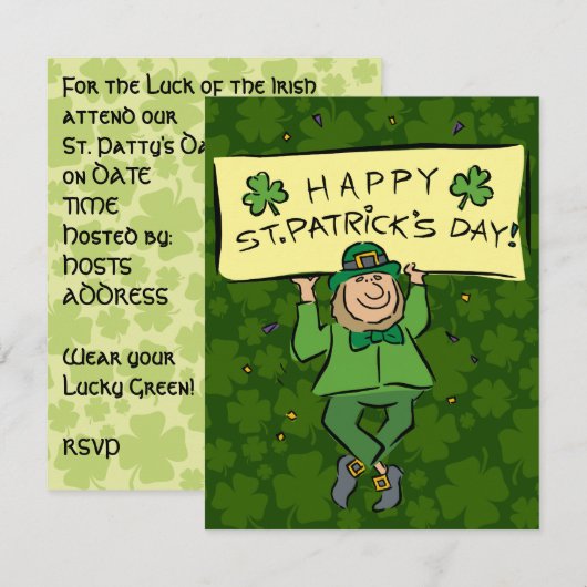 St. Patrick's Day Party Uitnodigingen! Kaart (Voorkant / Achterkant)