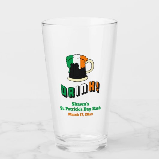 St Patricks Day Party voor Irish Beer Funny Pint Glas (Voorkant)
