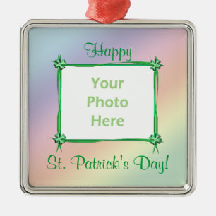 St. Patricks Day Pastel Rainbow (foto lijst) Metalen Ornament