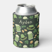 St. Patrick's Day Patroon Sláinte Grappige Groene Blikjeskoeler (Blikje Voorkant)