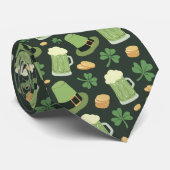 St Patricks Day Pattern Dark Green Cheers Shamrock Stropdas (Opgerold)