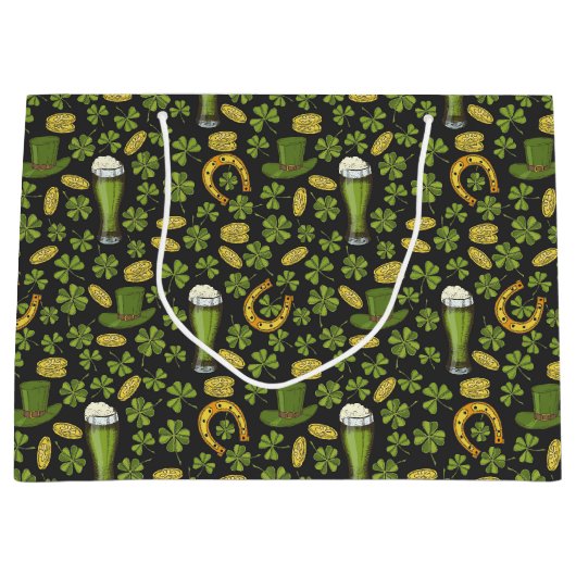St. Patrick's Day Pattern Groot Cadeauzakje (Voorkant)